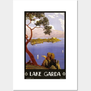 Vintage Travel Poster from Lake Garda in Italy Posters and Art